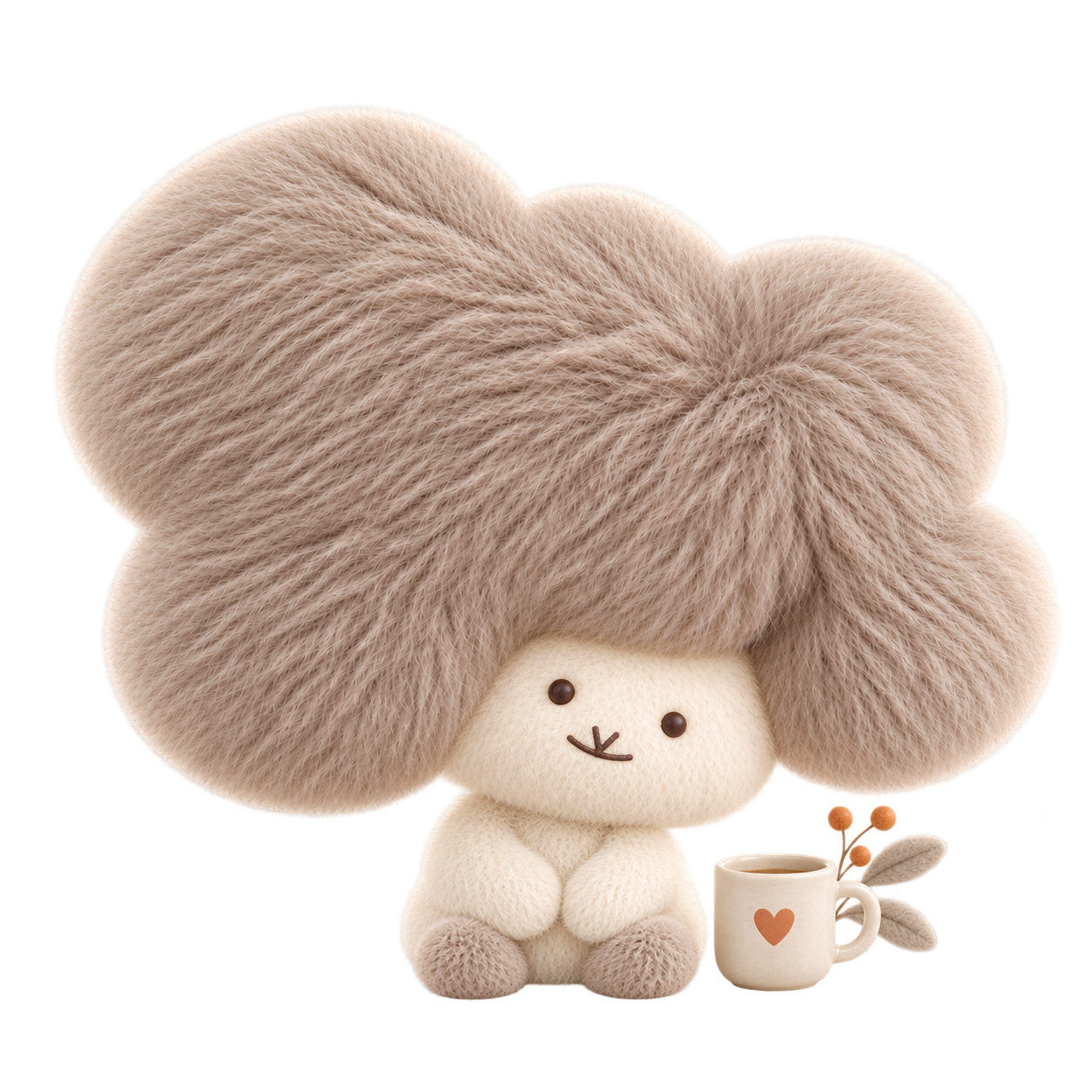 ゆったり座って話を聞くふわふわのキャラクター